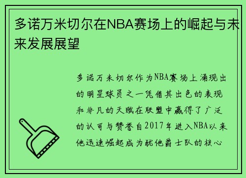 多诺万米切尔在NBA赛场上的崛起与未来发展展望